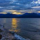 USA-Washington State-Seabeck Hood Canal and Olympic Mountains sunset Art Print